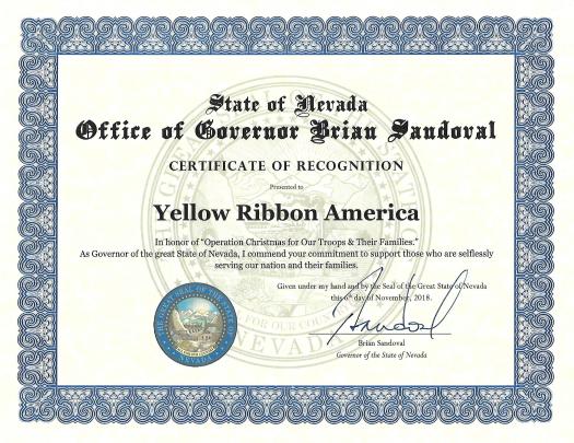2018 Office of Governor Nevada Award